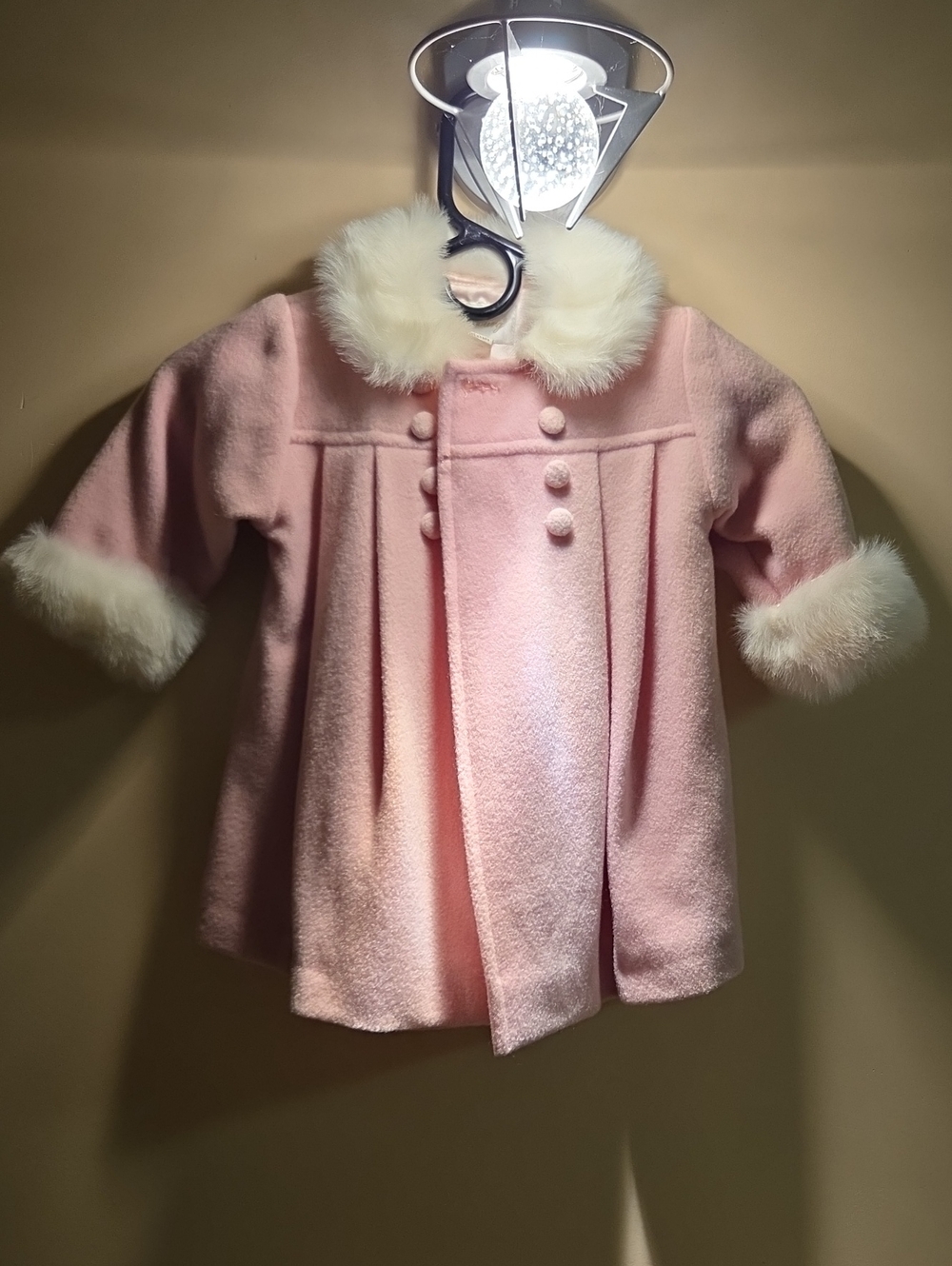 Strasburg Pink Faux Fur-Trim Pea Coat for Girls